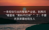 一条短信引出的整套产业链，别再问“哪里有“黑料不打烊””了：不要共享屏幕给陌生人