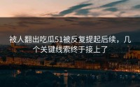 被人翻出吃瓜51被反复提起后续，几个关键线索终于接上了