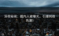 深夜秘闻：圈内人被曝光，引爆网络热潮！