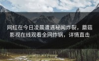 网红在今日凌晨遭遇秘闻炸裂，蘑菇影视在线观看全网炸锅，详情直击
