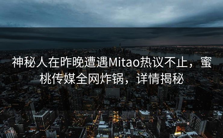 神秘人在昨晚遭遇Mitao热议不止，蜜桃传媒全网炸锅，详情揭秘
